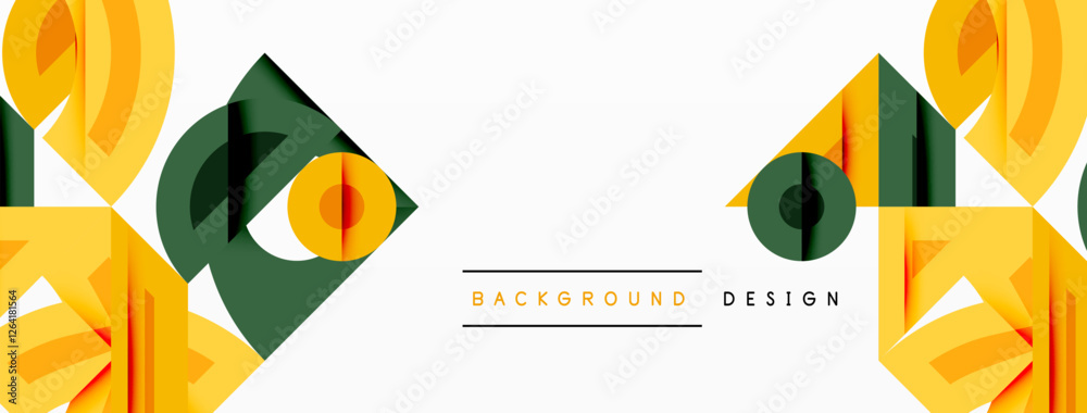 Aufkleber Abstract geometric background with shapes, featuring circular and rounded elements. Bold contrast, smooth gradients, dynamic composition, futuristic style