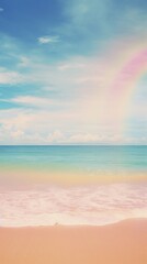 Minimal rainbow with beach shoreline outdoors horizon.