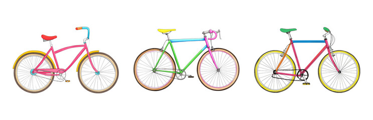 Obraz premium Vintage Bicycles in a Row Display Isolated on transparent background