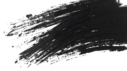 bright black brush stroke of paint on white background