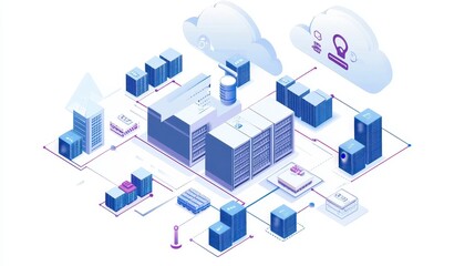 Obraz premium Cloud-based logistics system connecting global warehouses, digital supply chain. 