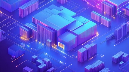 Obraz premium Cloud-based logistics system connecting global warehouses, digital supply chain. 