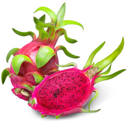 Red Dragon fruit isolated on white background. Red Pitaya Dragon Fruit isolated on white background With clipping path.