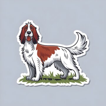 Happy Liver Spotted Setter Dog Sticker Cartoon Illustration