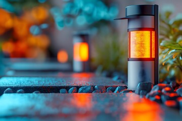 Sustainability at home, eco-friendly and smart home : Solar-powered garden lights, energy-efficient backyard.