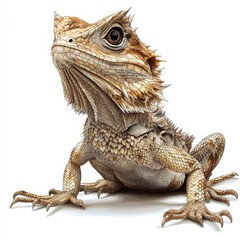 Obraz premium A close-up shot of a bearded dragon displaying its intricate scales and vibrant colors