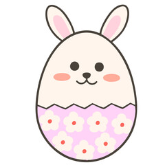 花柄の白とピンクのイースターエッグ（線あり）