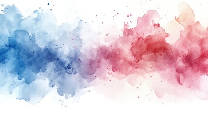 Obraz premium Abstract watercolor splash blending blue and red hues with soft textures for creative use