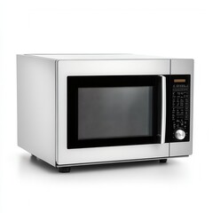 Fototapeta premium Modern Stainless Steel Microwave Oven with Digital Display and Control Panel for Convenient Cooking