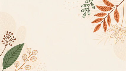 Trendy abstract floral autumn horizontal template. Good for branding, web design, social media posts, landing pages, banners, business cards, print, flyers, or presentation