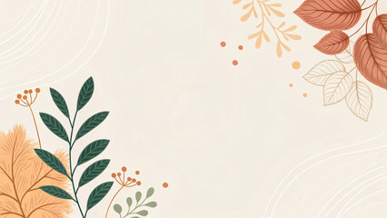 Trendy abstract floral autumn horizontal template. Good for branding, web design, social media posts, landing pages, banners, business cards, print, flyers, or presentation