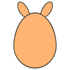 オレンジのうさぎのイースターエッグ（線あり）
