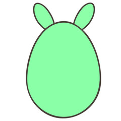 緑色のうさぎのイースターエッグ（線あり）