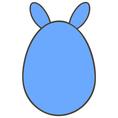 青色のうさぎのイースターエッグ（線あり）
