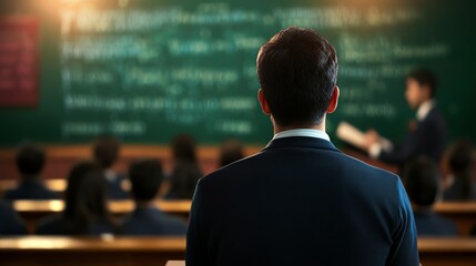 A focused student listening attentively in a classroom setting, surrounded by peers and an engaging lecturer, showcasing learning dynamics.