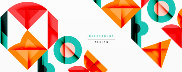 Fototapeta premium Minimal geometric abstract background. Circle square and triangle design