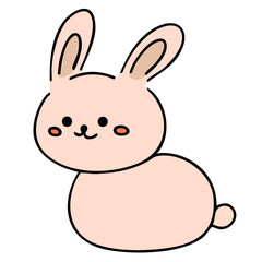 横向きのかわいいウサギ（線あり）