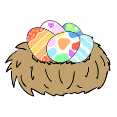 鳥の巣とイースターエッグ（線あり）