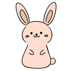 正面向きのかわいいウサギ（線あり）