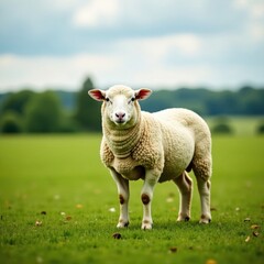 Obraz premium Sheep standing still in the field, silhouettes, farm animals, sheep