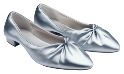 Elegant silver flat shoes for formal events stylish footwear indoor isolated on transparent background
