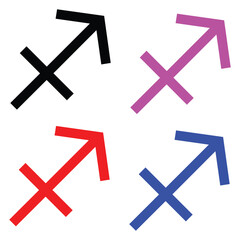 Obraz premium The Sagittarius zodiac vector icon, minimalist in style, reflects the free spirited and adventurous nature of the archer, capturing optimism and boundless curiosity.