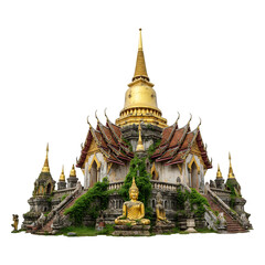 Naklejka premium Ancient Golden Temple Overgrown with Vines