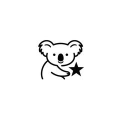 Cute Koala Illustration Holding a Star Symbol on a White Background