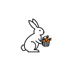 Illustration of a Rabbit Holding a Basket Full of Carrots