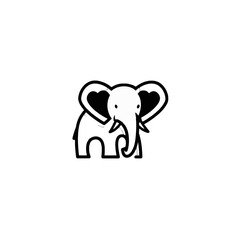 Illustration of Cute Elephant With Heart Shapes Filled Inside Ears