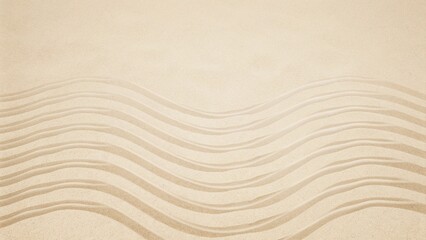 Sea sand with waves background. Top view. Flat lay. Summer beach day scene with tropical palms shadow on a sand background. Minimal sunlight tropical flat lay arrangement.