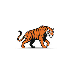 Fototapeta premium Illustrated Tiger Walking Gracefully with Orange and Black Striped Coat