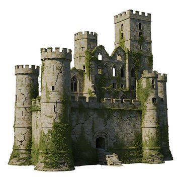 Ivy-Covered Ruins of a Stone Castle