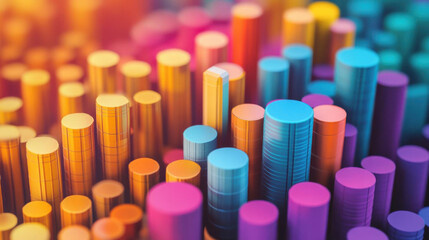 Colorful abstract pattern with cylindrical shapes.