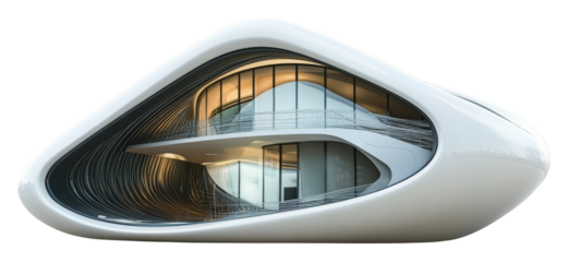 Innovative architectural design modern city building urban side view isolated on transparent background