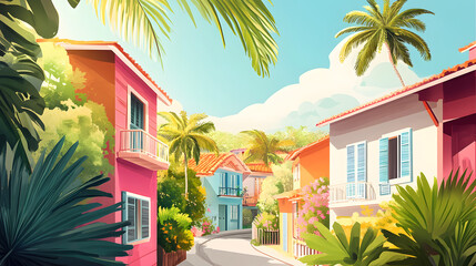 Fototapeta premium Homestay holiday illustration