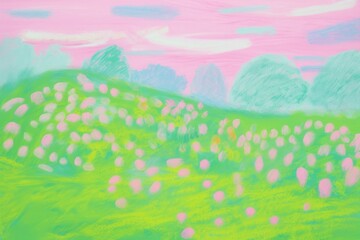 Naklejka premium Meadow scenery illustration backgrounds painting outdoors.