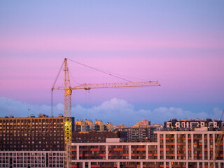 construction site in the city and cranes