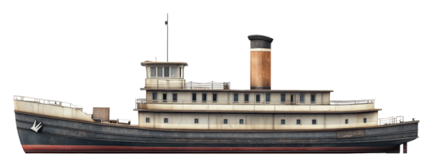 Tugboat operation on calm waters coastal harbor maritime scene isolated on transparent background