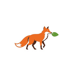 Illustration of a Fox Holding a Leaf, Nature and Wildlife Concept