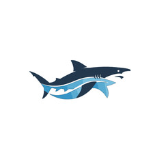 Silhouette of Two Sharks in a Simple Artistic Illustration