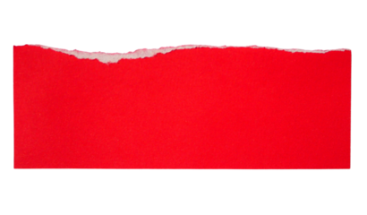 Pieces of torn or cut red paper, design elements isolated on transparent background.