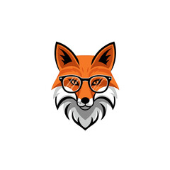 Illustrated Fox With Glasses Representing Intelligence and Creativity