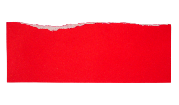 Pieces of torn or cut red paper, design elements isolated on transparent background.