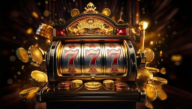 Generated image Close up of casino Luxury slot machine jackpot 777