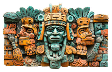 Ancient mayan artifacts archaeological site sculpture historic culture isolated on transparent background