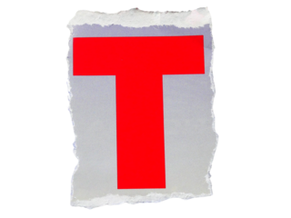 "T" wording or text with pieces of torn or cut paper, design elements isolated on transparent background.