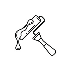 Paint Roller Simple Outline Illustration