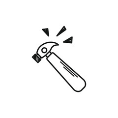 Hammer tool simple outline illustration