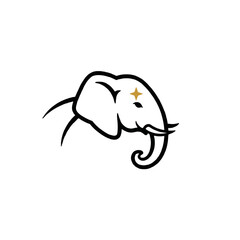 Minimalist Elephant Logo Design with Golden Star Accent on White Background